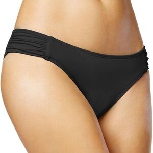 Bar lll Resort Solids Black Scoop Bikini Bottoms Ruched Size Large NWT